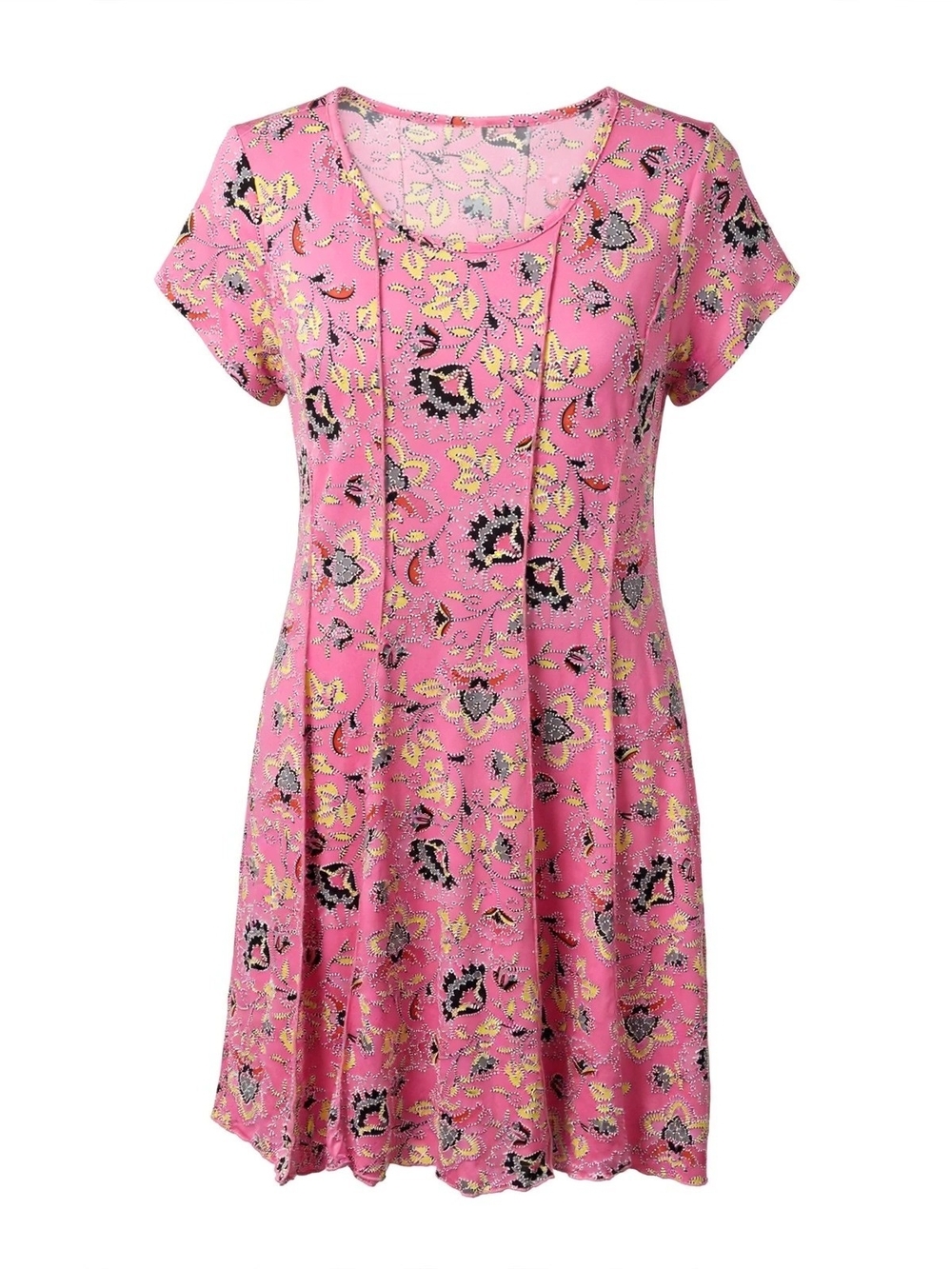 Ruby Rd. Pink Floral Scoop-Neck Midi Dress